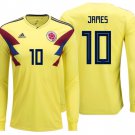 ADIDAS JAMES RODRIGUEZ COLOMBIA LONG SLEEVE HOME JERSEY FIFA WORLD CUP 2018. (S, M, L, XL, 2XL)
