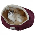 18-inch Burgundy & Beige Small Dog & Cat Bed