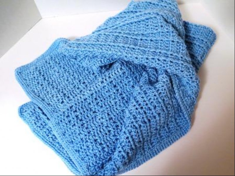 Crochet Blue Baby Blanket for Leukemia Lymphoma Society