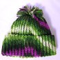 Crochet Youth Beanie Hat Green Purple Leukemia Lymphoma Society 2