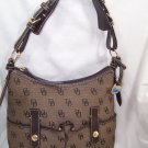 Dooney & Bourke Shoulder Bag Tote Monogram Brown Leather Canvas
