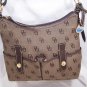 Dooney & Bourke Shoulder Bag Tote Monogram Brown Leather Canvas