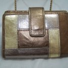 Fossil Wallet Trifold Clutch Purse Gold Silver
