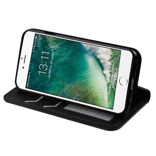 Stand Folio Flip Leather Wallet Flap Pouch Case Cover for Apple iPhone 7  Black