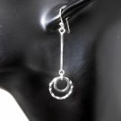 Solid Sterling Silver Double Circle Bar Earrings