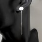 Simple Long Sterling Silver Square Bar Drop Earrings