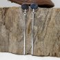 Simple Long Sterling Silver Square Bar Drop Earrings