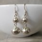 Cute Hollow Sterling Silver Double Ball Drop Earrings