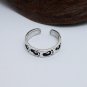 Footprint Textured Toe Ring 925 Sterling Silver, Handmade Adjustable Ring