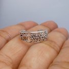 Cutout Flower Toe Ring 925 Sterling Silver Handmade Adjustable Ring Size US 5