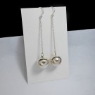 Silver Drop Ball Earrings 14mm, Long Drop Line Earrings Silver Drop Ball Earrings 14mm, Long Drop Line Earrings