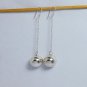 Silver Drop Ball Earrings 14mm, Long Drop Line Earrings