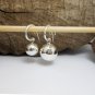 Sterling Silver Ball Charm Drop Hoop Earrings - 14mm