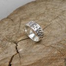 Leaf Textured Silver Ring, Solid Sterling Silver Band Ring