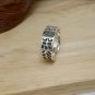 Leaf Textured Silver Ring, Solid Sterling Silver Band Ring