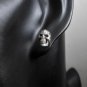 Silver Halloween Earrings, Textured Skull Stud Earrings