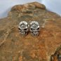 Silver Halloween Earrings, Textured Skull Stud Earrings