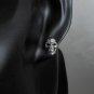 Silver Halloween Earrings, Textured Skull Stud Earrings