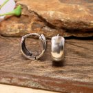 Round Dome Hoop Earrings 12mm, Unisex Silver Huggie Earrings