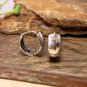Round Dome Hoop Earrings 12mm, Unisex Silver Huggie Earrings