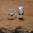 Handcrafted Flower Earrings Wide 6mm, 925 Sterling Silve Earrings, Silver Flower Hoop Earrings