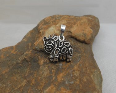 Moving Cow Pendant, 925 Sterling Silver, Handmade Charm, Animal Pendant, Bracelet Charm
