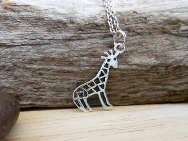 Sterling Silver Giraffe Necklace 16", Silver Pendant Necklace, Gifts for Her