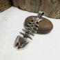 Sterling Silver Fishbone Pendant Long 39 mm, Charm Necklace, Silver Pendant, Unisex Pendant