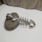 Sterling Silver Fishbone Pendant Long 39 mm, Charm Necklace, Silver Pendant, Unisex Pendant