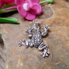 Handcraft Sterling Silver Black Jumping Frog Charm With Pattern, Frog Pendant Handcraft Sterling Silver Black Jumping Frog Charm With Pattern, Frog Pendant