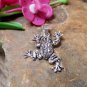 Handcraft Sterling Silver Black Jumping Frog Charm With Pattern, Frog Pendant