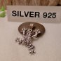 Handcraft Sterling Silver Black Jumping Frog Charm With Pattern, Frog Pendant