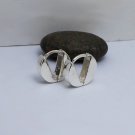 Sterling Silver V Button Hoop Earrings, Handmade V Button Hug Earrings Sterling Silver V Button Hoop Earrings, Handmade V Button Hug Earrings