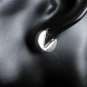 Sterling Silver V Button Hoop Earrings, Handmade V Button Hug Earrings