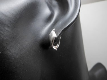 925 Sterling Silver Hoop Earrings, Handmade Earrings, Jumping Dolphin Earrings