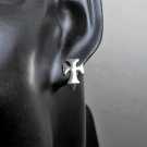 925 Sterling Silver Cross Earrings, Handmade Cross Hoop Earrings