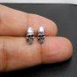Minimalist Sterling Silver Alien Skull Earrings, Handmade Skull Earrings