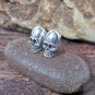 Minimalist Sterling Silver Alien Skull Earrings, Handmade Skull Earrings