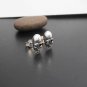 Minimalist Sterling Silver Alien Skull Earrings, Handmade Skull Earrings