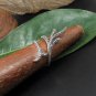 925 Sterling Silver Adjustable Leaf Texture Ring