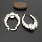 Textured Heart Hoop Earrings, 925 Sterling Silver Heart Earrings