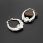 Textured Heart Hoop Earrings, 925 Sterling Silver Heart Earrings