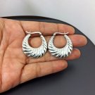 Shell Textured Hoop Earrings, 925 Sterling Silver, Textured Earrings