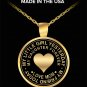 Daughter Gift Necklace From Mom - I Love You Jewelry Round Gold Pendant Present