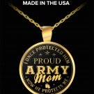 Military Army Mom Jewelry Round Pendant Necklaces, Mothers Day Birthday Presents