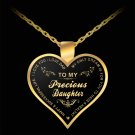 To My Precious Daughter Gift Necklace - Love Dad Jewelry Heart Pendant Present