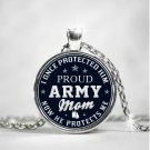 Military Army Mom Jewelry Round Pendant Necklaces, Mothers Day Birthday Present