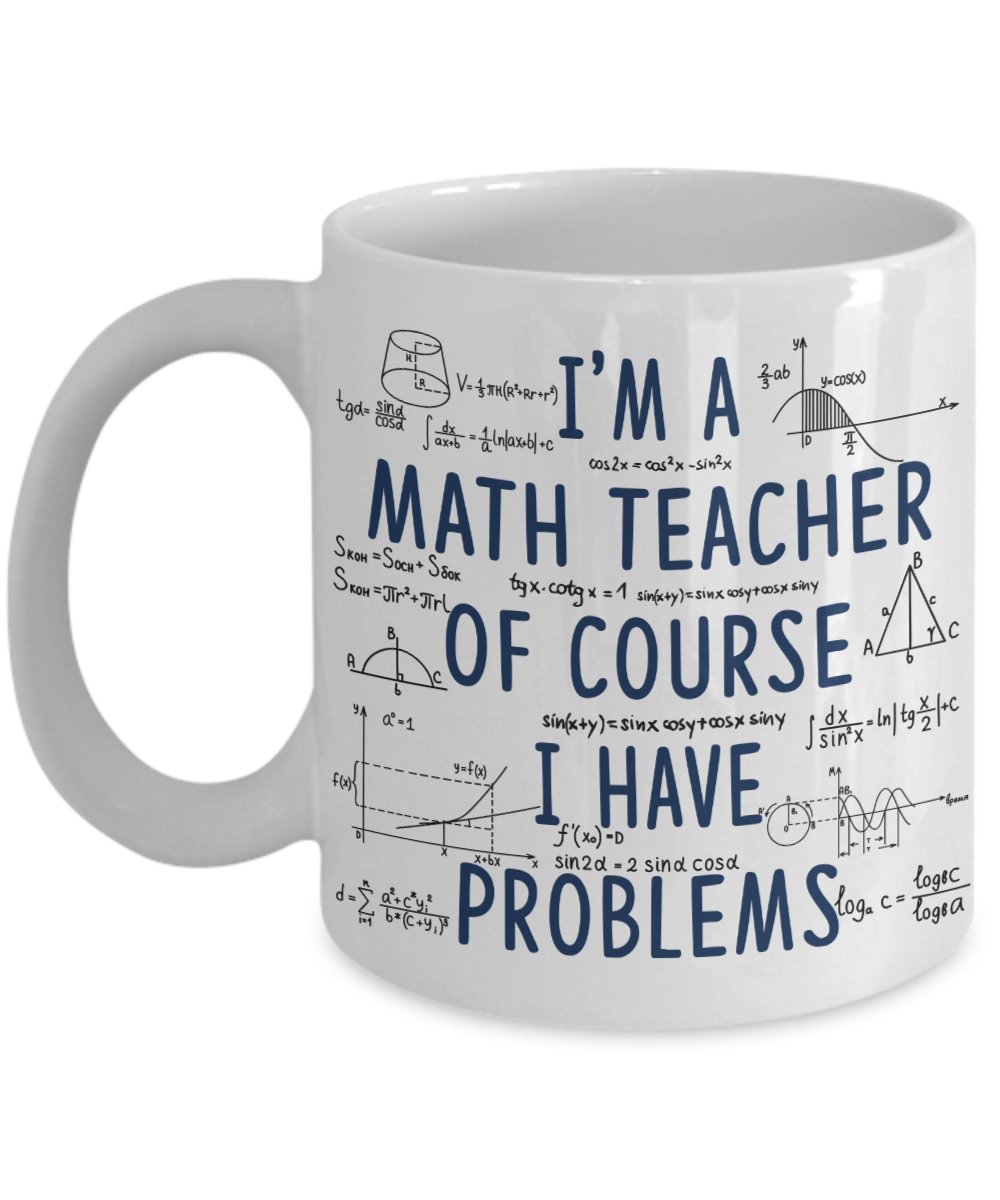 I'm Math Teacher Coffee Mugs Presents for Educator 11-oz C-Shape Funny Math Cups