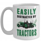Farmer Tea Cup Gift Idea - Easily Distracted By Tractors Funny Coffee Mug Print