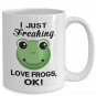 I Just Freaking Love Frogs Funny Coffee Mug Print, Present for Farmer, Pet Lover